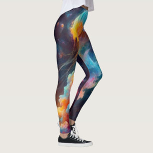Legging Trabalho de arte de medusa cósmica
