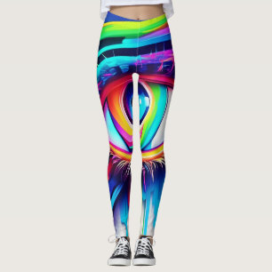 Legging Trabalho de arte de Olhos do Arco-Íris Vibrantes
