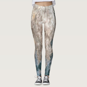 Legging Trabalho de arte Decorativo Cinza da Abstrato Azul