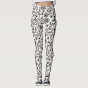 Legging Trabalho de linha botânico detalhado aprimorado po