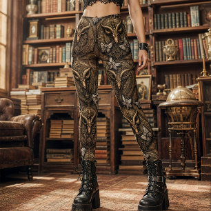 Legging Traça Baphomet Gótico Bronze e Barroco Marrom