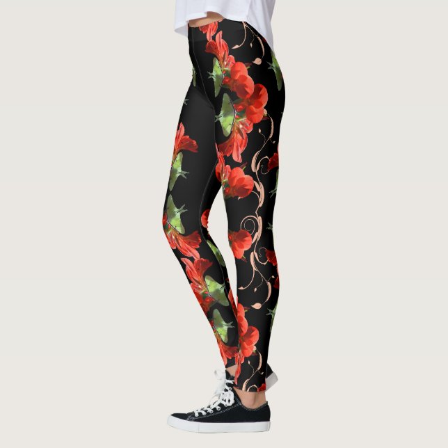 Legging Traça de Luna na flor de Canna customizável (Esquerda)