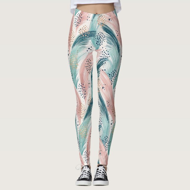 Legging Traço de fluxo e padrão de Abstrato de ponto Doura (Frente)