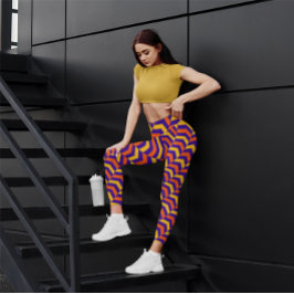 Legging Traço de Grelha de Grelha de Corte