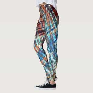 Legging Traços azuis e castanhos cruzados rusticamente em