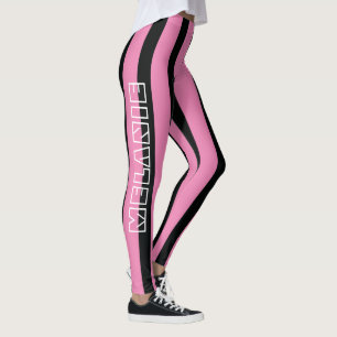 Legging Traços cor-de-rosa pretos Comfy Name Sportjurout