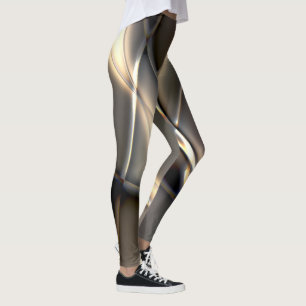 Legging Traços curvos de ouro e quadrados torcidos sobre a