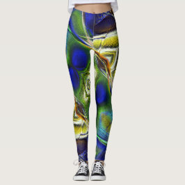 Legging Traços curvos sobre a sépia para a crosta verde e 