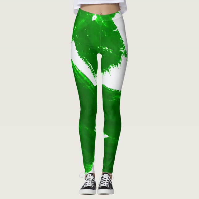 Legging Traços de pincel verde (Frente)