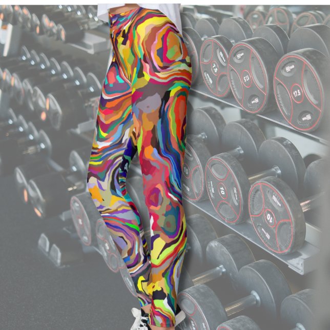 Legging Traços de Pintura Abstrata em Cores Vibrantes (Criador carregado)