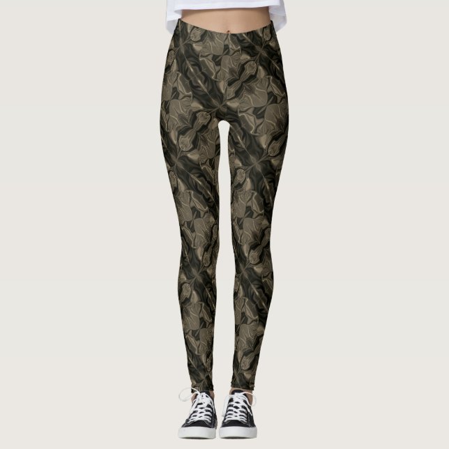 Legging Traços e formas marrom muito escuras claros (Frente)