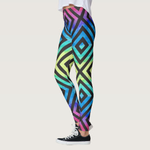 Legging Traços Geométricos Pretos e Pincéis Coloridos