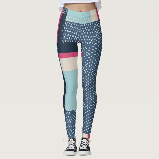 Legging Traços Geométricos Simples do Pincel: Bloco de Cor (Frente)