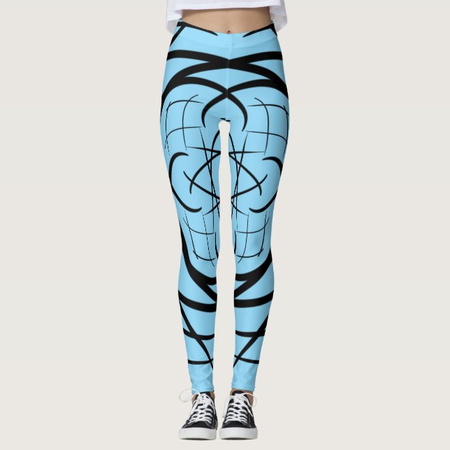 Legging Traços no fundo, fundo azul claro (Frente)