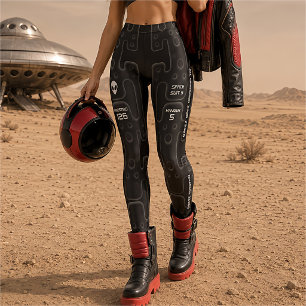 Legging Traje de Astronauta Preto para Exploração Espacial
