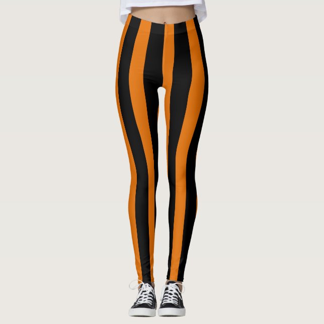 Legging Traje de Dia das Bruxas Preto Laranja (Frente)