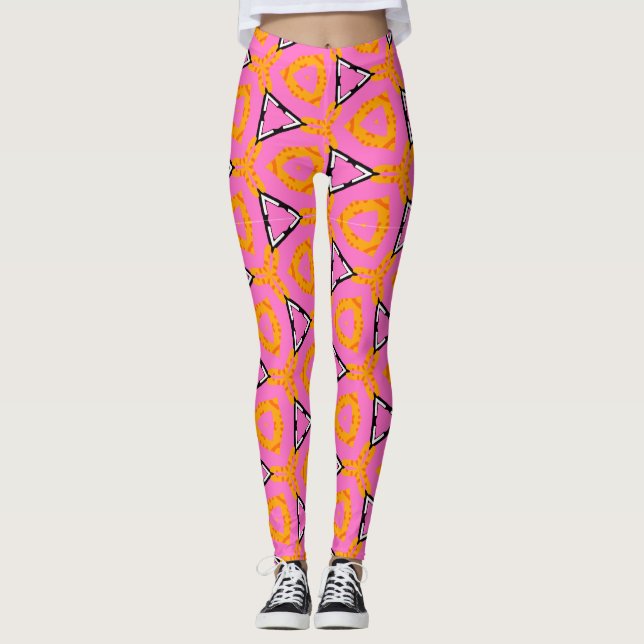 Legging Traje de esqueleto, cor-de-rosa e amarelo (Frente)