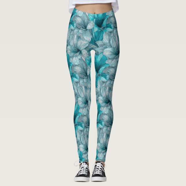 Legging Treino Ativo de Flor de Amarílis na Moda (Frente)