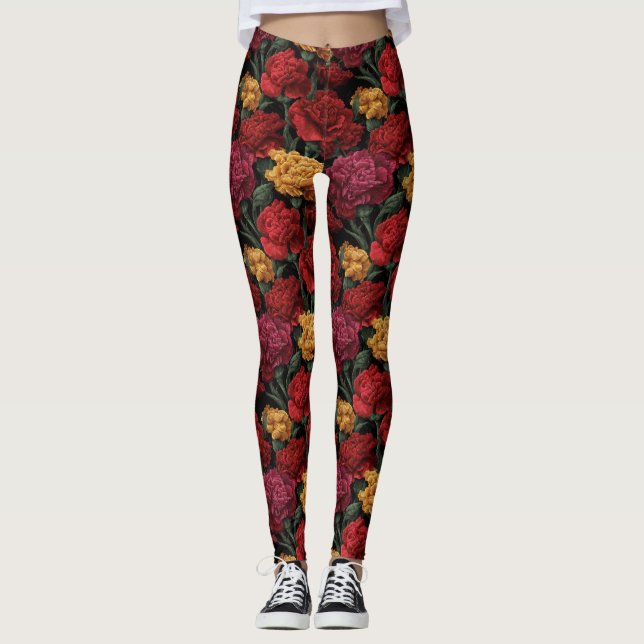 Legging Treino Brilhante de Anêmonas Ousadas (Frente)
