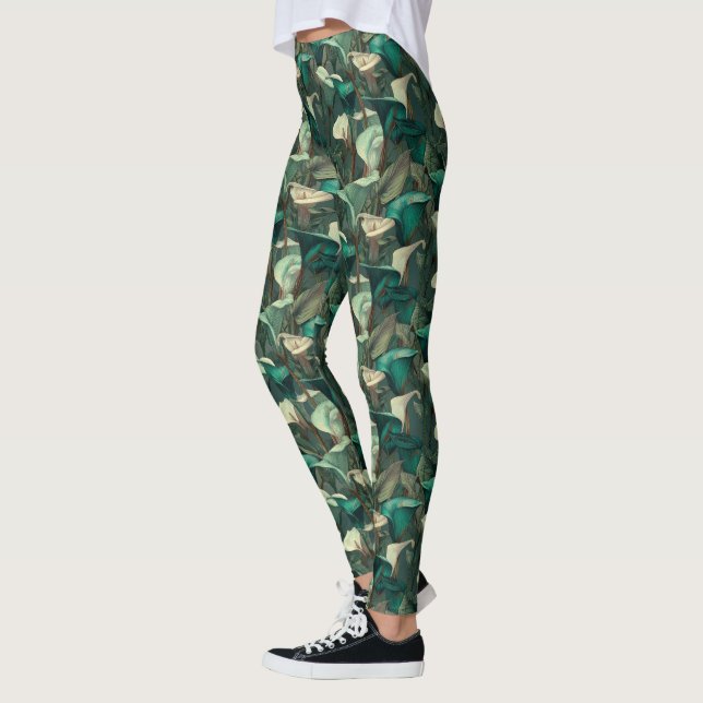 Legging treino de flor de lírios Calas Brilho Mães (Esquerda)