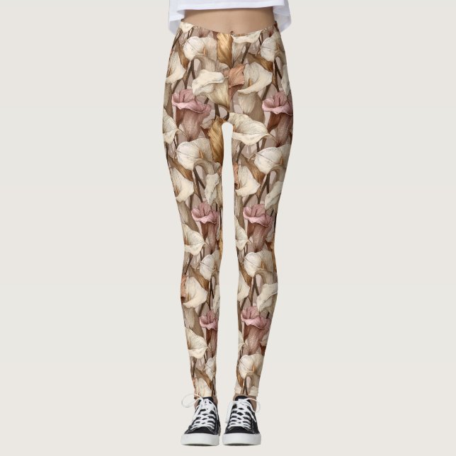 Legging Treino de Pêssego Lírios Calla Presentes Estéticos (Frente)