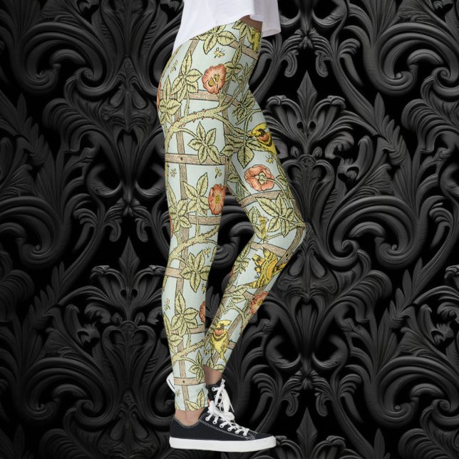 Legging Treliça por William Morris, Têxtil de Jardim Vinta (Trellis by William Morris, Vintage Garden Textile Leggings)