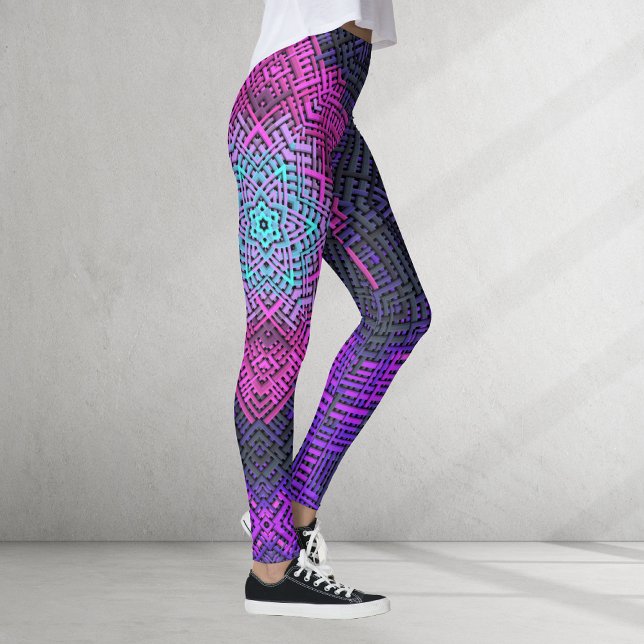 Legging Tremor de mandala rosa púrpura e azul (Criador carregado)
