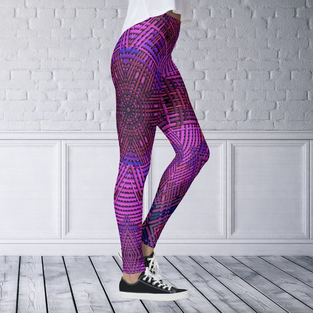 Legging Tremor de mandala rosa púrpura e azul (Criador carregado)