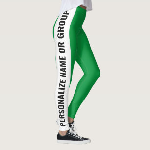 Legging Trendência Branca e Verde Personalizada