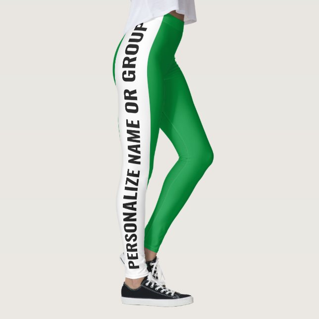 Legging Trendência Branca e Verde Personalizada (Direita)