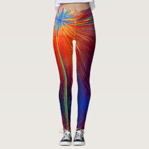 Legging Trendência das linhas abstrato azuis coloridas