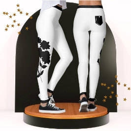 Legging Trendência Moderna Chic Preta e Branca