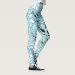 Legging Trendy Aqua Blue Black White Chevron ZigZag<br><div class="desc">Europeia: Trendy,  elegante e chic zig zags padrão em camadas design Mulheres esportes Gym Yoga Leggings. ♥</div>