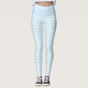 Legging Trendy Baby Blue e White Check Padrão Gingham