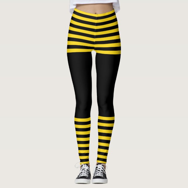 Legging Trendy Black e Yellow Striped (Frente)