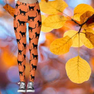 Legging Trendy Black Orange Crazy Mulher Gato Louca