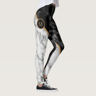 Legging Trendy Black & White Marble Stone - Adicionar Sua