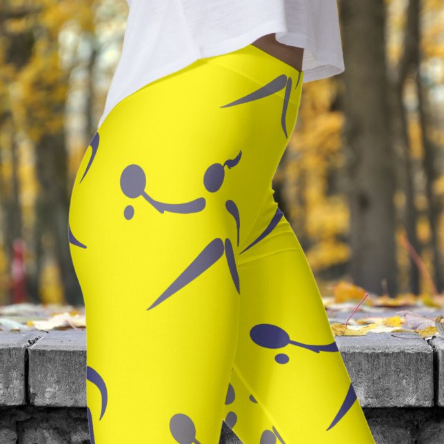 Legging Trendy Cádmio Yellow Womens Tênis Patterno (Womens Tennis on Cadmium Yellow Leggings)