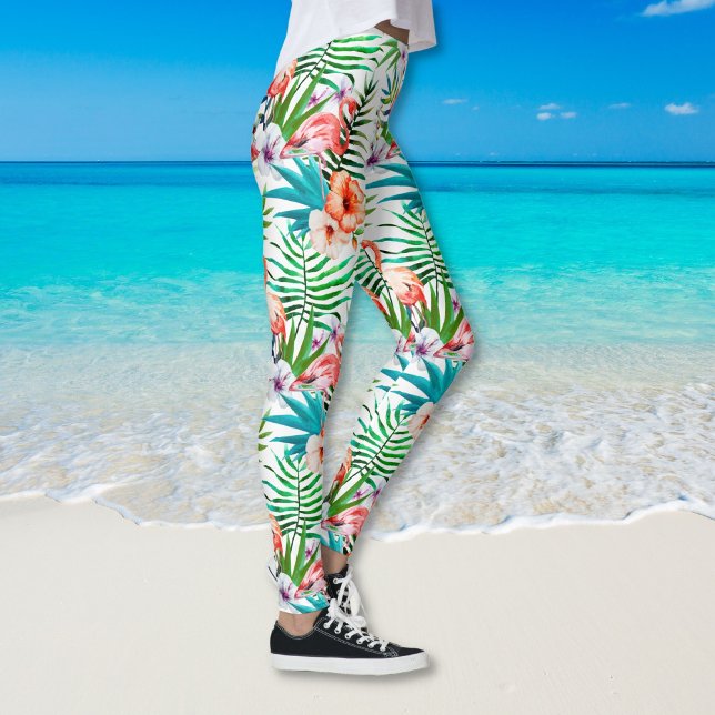 Legging Trendy Chic Tropical Rosa Flamingo Botânica Trendy (Criador carregado)