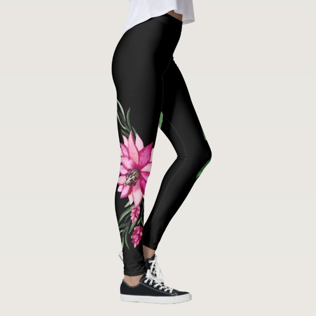 Legging Trendy & Comfortable Fashion Floral Córsega Negra (Direita)