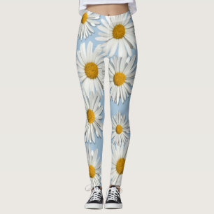 Legging Trendy Daisy Flowers Hippie Blossoms Cinza Azul