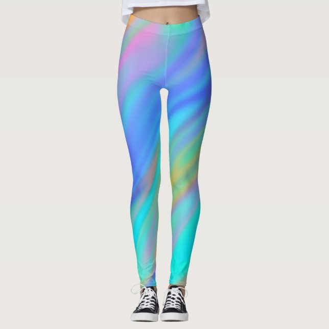 Legging Trendy luxuoso azul roxo, azul, holográfico (Frente)