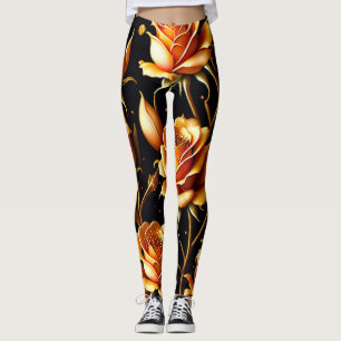 Legging Trendy Luxury Grande Coleção Dourada de Rosas