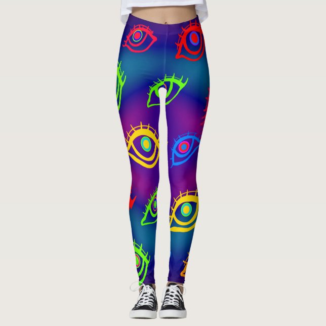 Legging Trendy Neon Colorful Eyes Patterno (Frente)