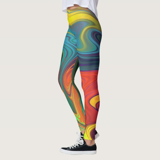 Legging Trendy neon laranja azul verde Abstrato (Esquerda)