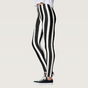 Legging Trendy White E Black Vertical Stripes