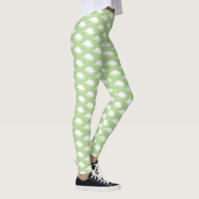 Legging Trendy White Stegossauro Dinossauro Silhouettes (Direita)