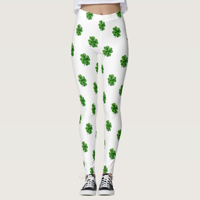 Legging Trevo da folha de Patricks quatro do santo (Frente)