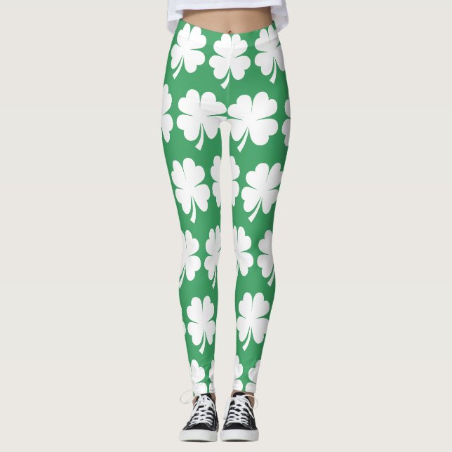 Legging Trevo da Sorte de Quatro Folhas Dia de São Patríci (Frente)