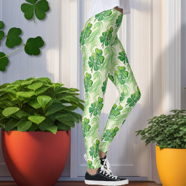 Legging Trevo de Quatro Folhas do Dia de São Patrício Sort